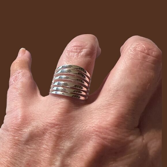 6 Band High Polish Sterling Silver Ring Size 7,8 - Picture 1 of 4
